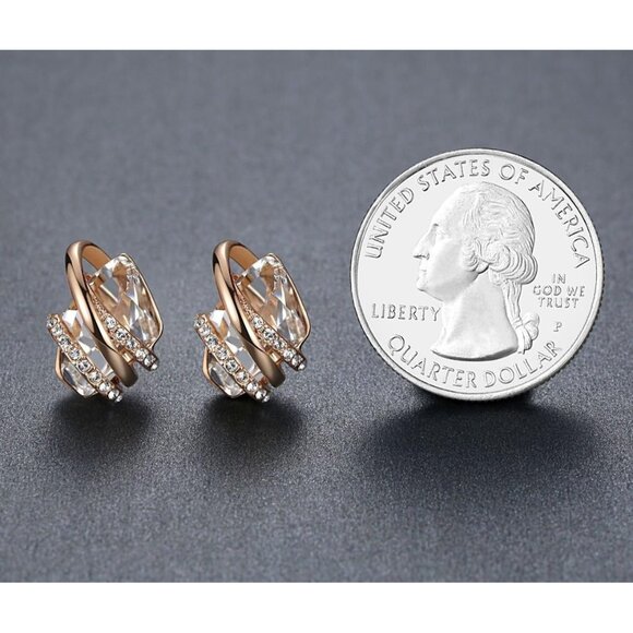 Women's Gold Leafael Wish Charm Birthstone Crystal Stud Earrings Jewellery - Picture 5 of 8